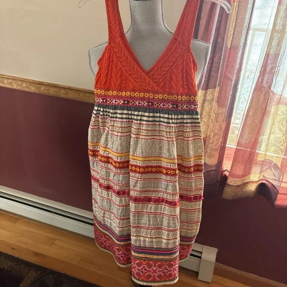 Rare Free People Vintage Romantic V Neck Sweater Festival Market Boho Dress 2 S - Picture 8 of 12